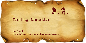 Matity Nanetta névjegykártya